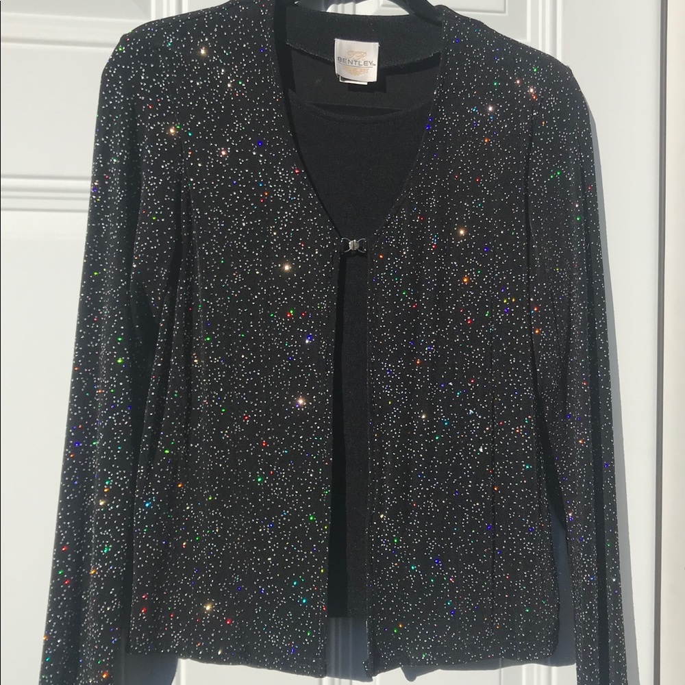 SPARKLING TOP — BLACK SHIRT WITH ATTACHED JACKET